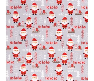 Baumwolle - Weihnachtsmann HoHoHo grau